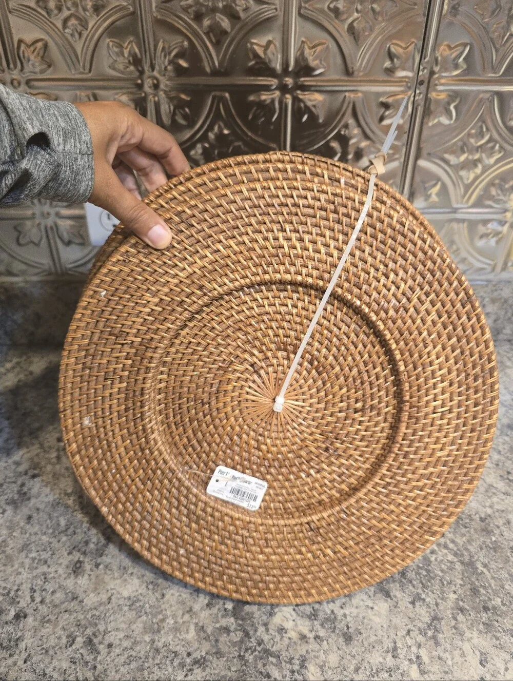 Set of 4 Pier 1 Woven Rattan Charger Plates Natural Wicker Boho Table Decor 13”